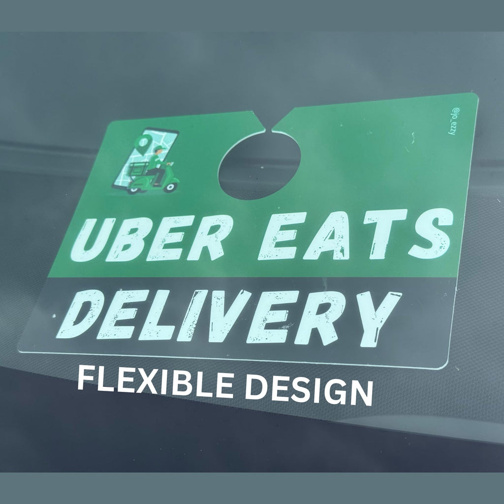 Jo_Ezzy Uber Eats Delivery Sign – Double-Sided Car Sign for Uber Eats Drivers | Dashboard or Rearview Mirror Display