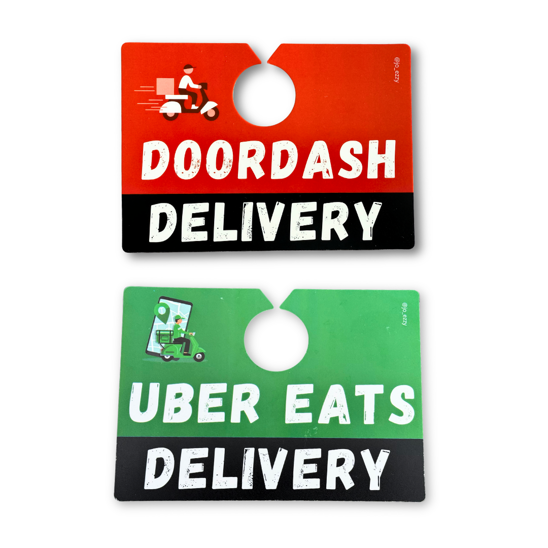 Jo_Ezzy Delivery Driver Sign Packs | Choose Your App: DoorDash, Uber Eats, Amazon Flex, Walmart Spark | Mirror & Dash Mounts