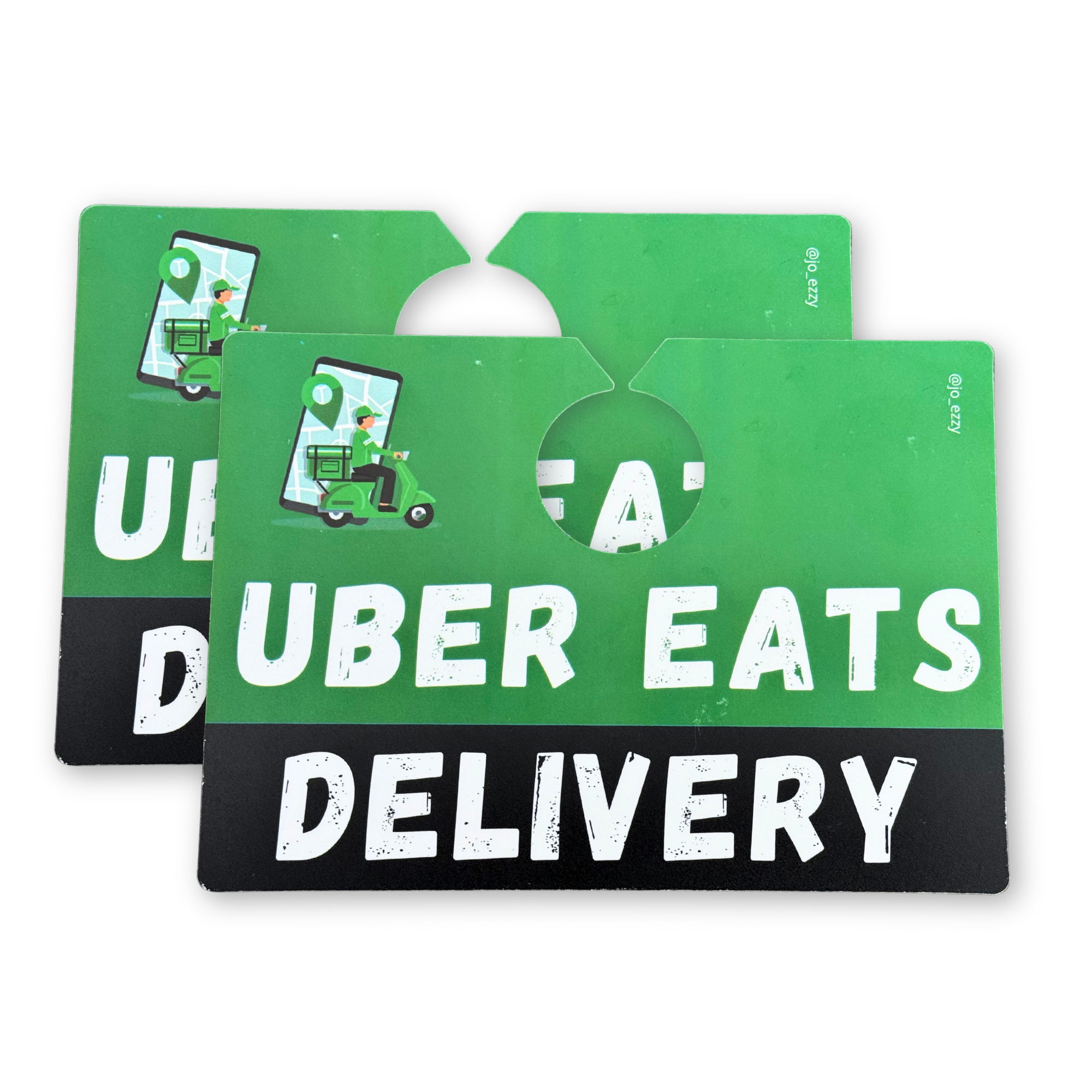 Jo_Ezzy Uber Eats Delivery Sign – Double-Sided Car Sign for Uber Eats Drivers | Dashboard or Rearview Mirror Display