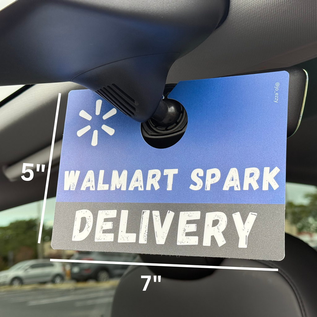 JOEZZY Walmart Spark Delivery Sign – Double-Sided Car Sign for Sparkers | Dashboard or Rearview Mirror Display | Gig Driver Walmart Spark Accessory
