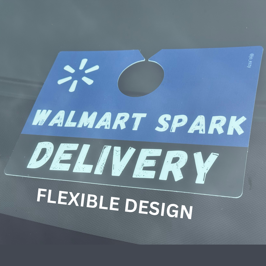 JOEZZY Walmart Spark Delivery Sign – Double-Sided Car Sign for Sparkers | Dashboard or Rearview Mirror Display | Gig Driver Walmart Spark Accessory