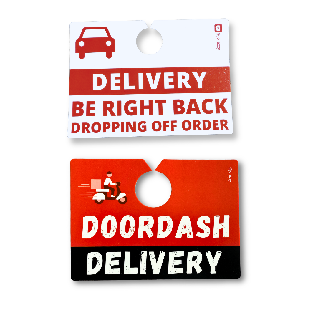 Jo_Ezzy Delivery Driver Sign Packs | Choose Your App: DoorDash, Uber Eats, Amazon Flex, Walmart Spark | Mirror & Dash Mounts