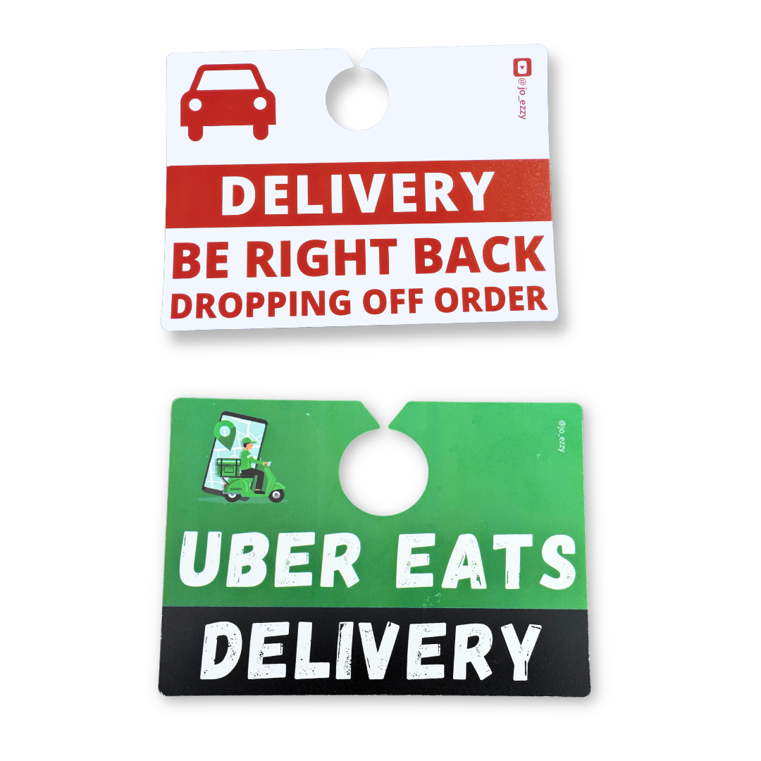 Jo_Ezzy Delivery Driver Sign Packs | Choose Your App: DoorDash, Uber Eats, Amazon Flex, Walmart Spark | Mirror & Dash Mounts