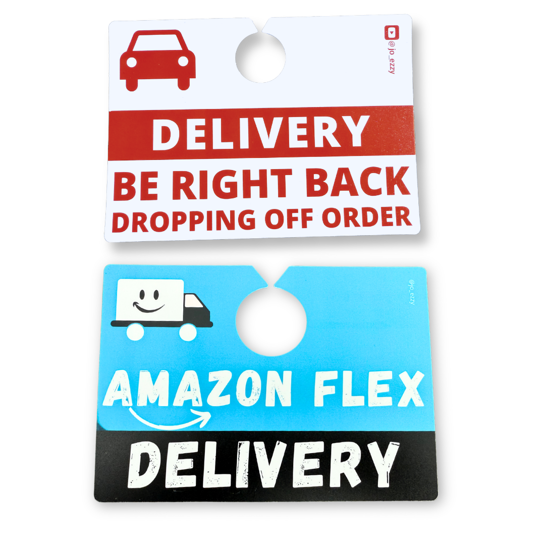 Jo_Ezzy Delivery Driver Sign Packs | Choose Your App: DoorDash, Uber Eats, Amazon Flex, Walmart Spark | Mirror & Dash Mounts