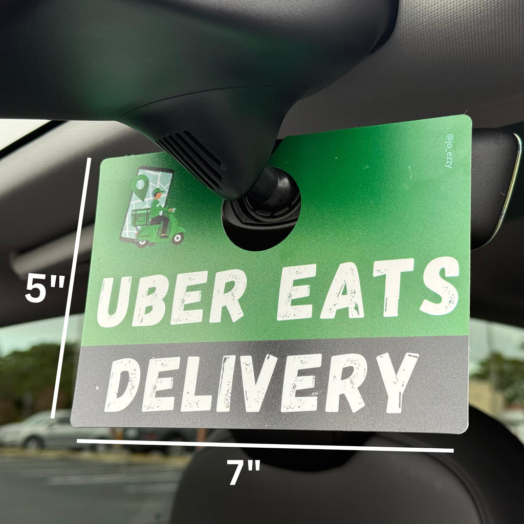 Jo_Ezzy Uber Eats Delivery Sign – Double-Sided Car Sign for Uber Eats Drivers | Dashboard or Rearview Mirror Display